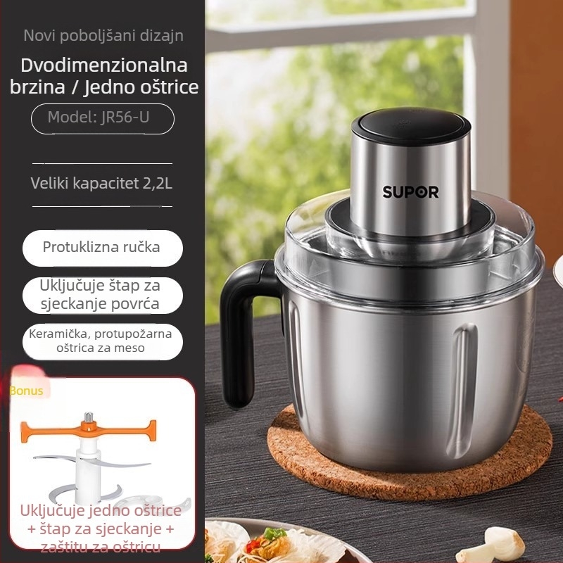 Supor mlin za meso 1–3 L, kućište od nehrđajućeg čelika, 2 brzine, mehaničko upravljanje, poluautomatni