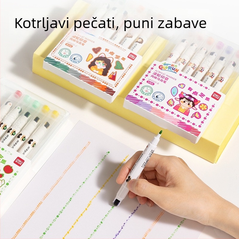 Deli set rolnih otisaka i akrilnih markera za kreativno umjetnost, 24 kutije u pakiranju