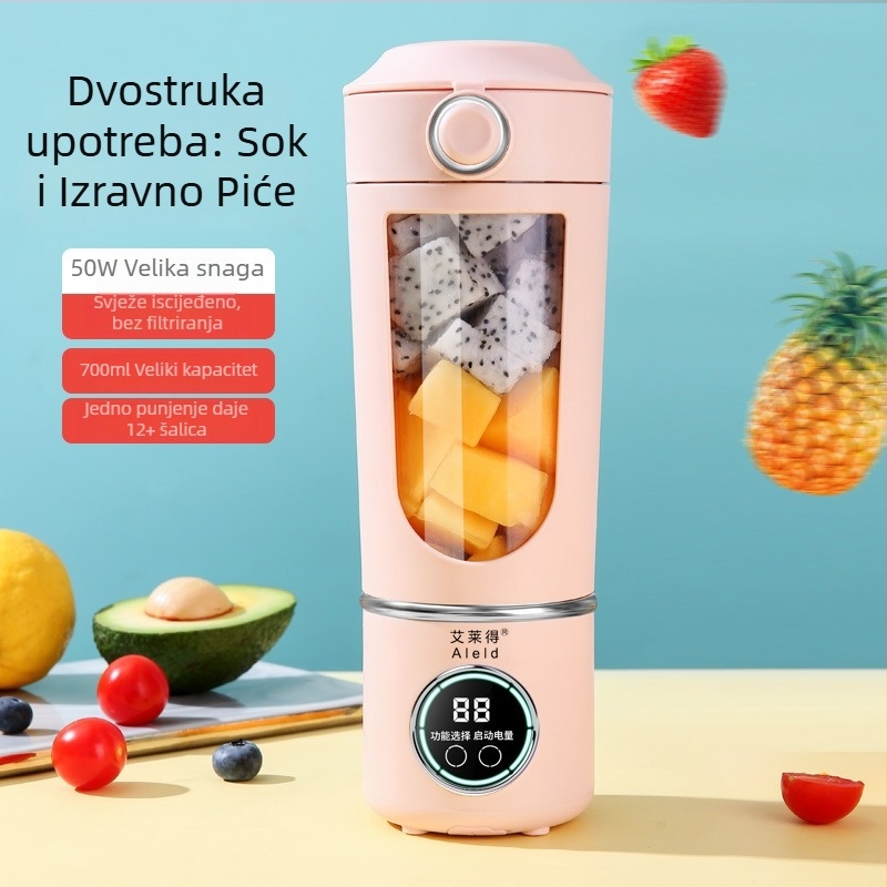 Prijenosni visokokvalitetni sokovnik s funkcijom mljevenja leda, USB-punjiva čaša za sokove, za kućnu upotrebu i na otvorenom