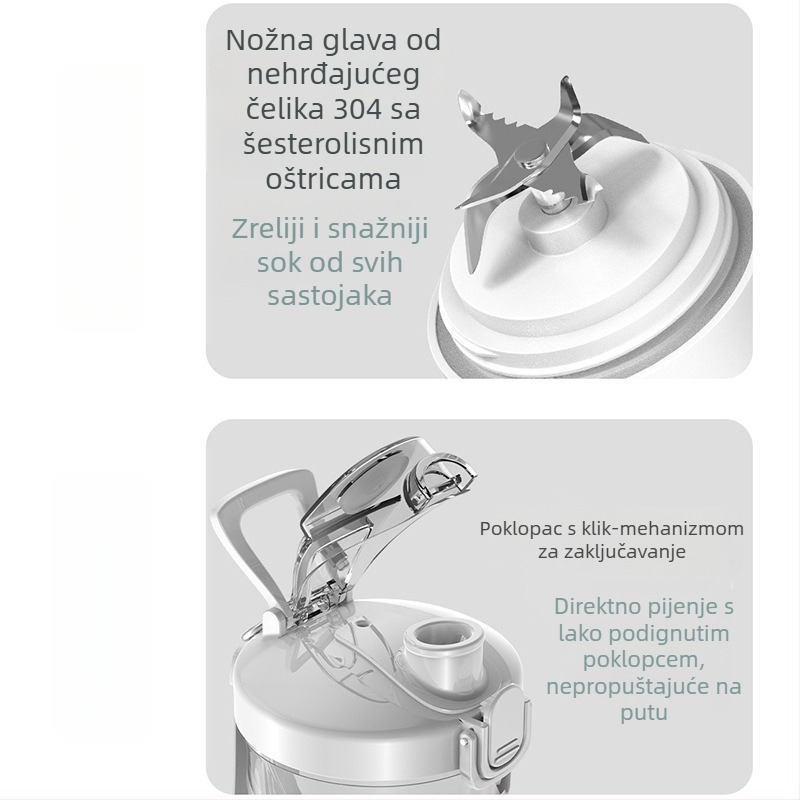 Prijenosni sokovnik i blender za led s baterijom, kapacitet 600-800 ml, 150 W motor, do 22,000 rpm, automatsko čišćenje