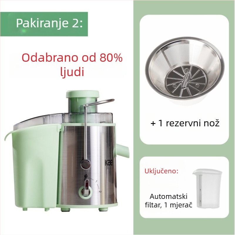 Centrifuga za sok s odvajanjem ostataka i filtrima - 300W, 18000 rpm, 12 redova oštrih zubi, tijelo i posuda od nehrđajućeg čelika