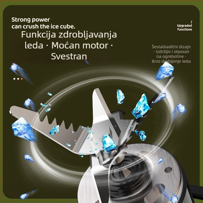 Električni prijenosni čaša za sok s ugrađenom baterijom, kapacitet 401–600 ml, snaga 200W, brzina 15001–18000 rpm, više od 5 oštrih oštrica