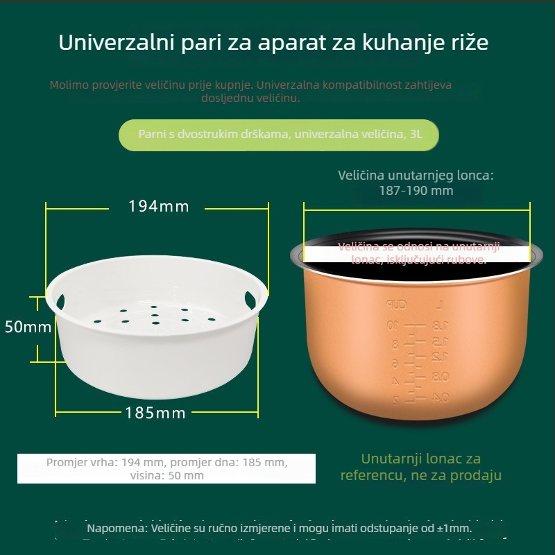Parna rešetka za rižovar – jednoslojna, univerzalna kompatibilnost