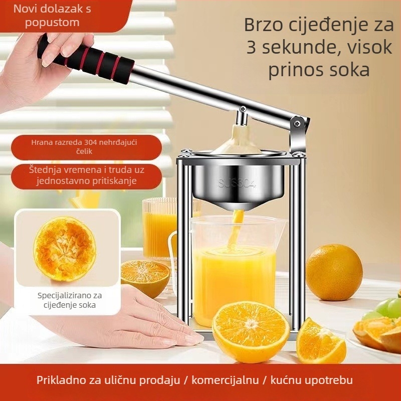 Ručni cijeđivač soka JT - metalni, neelektrični, za svježi sok od naranče, za prodajni štand