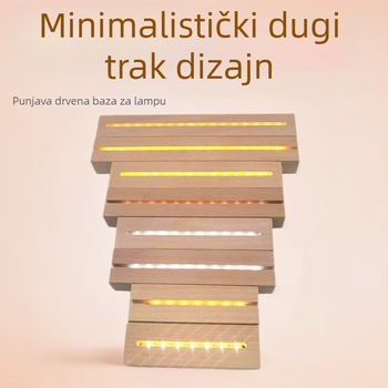 Bukovo drvo – baza noćne lampe – moderni minimalistički drveni držač lampe s LED trakom