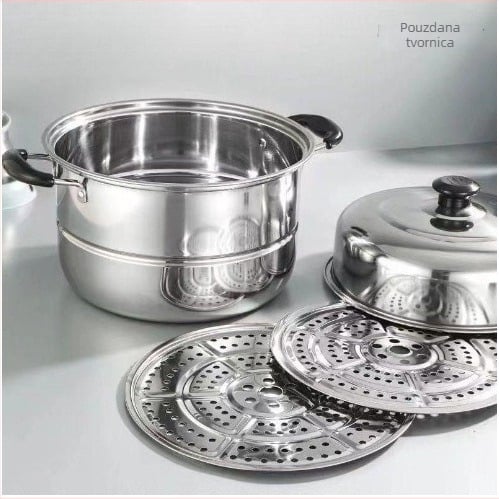 Parni lonac od nehrđajućeg čelika 201, titanij dno, 1 sloj, pogodan za plinski štednjak