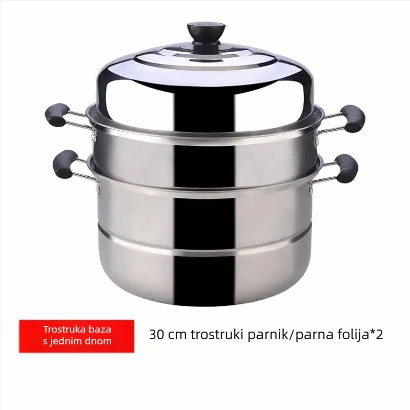 Parni lonac od nehrđajućeg čelika 201, titanij dno, 1 sloj, pogodan za plinski štednjak