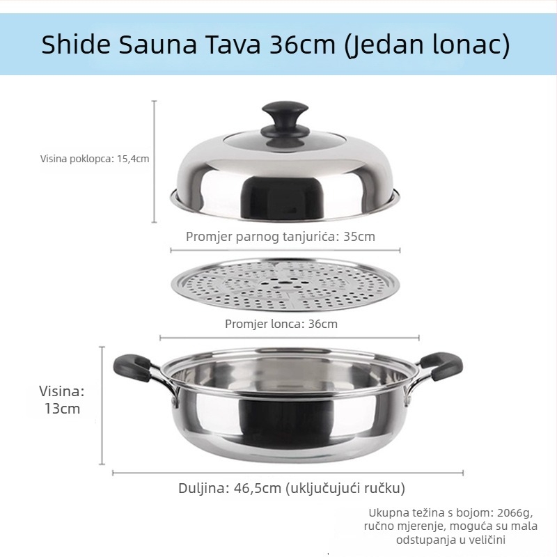 Parni lonac od 201 nehrđajućeg čelika, jednoslojni, neprijanjajući premaz, pogodan za opće štednjake, model Sauna pot