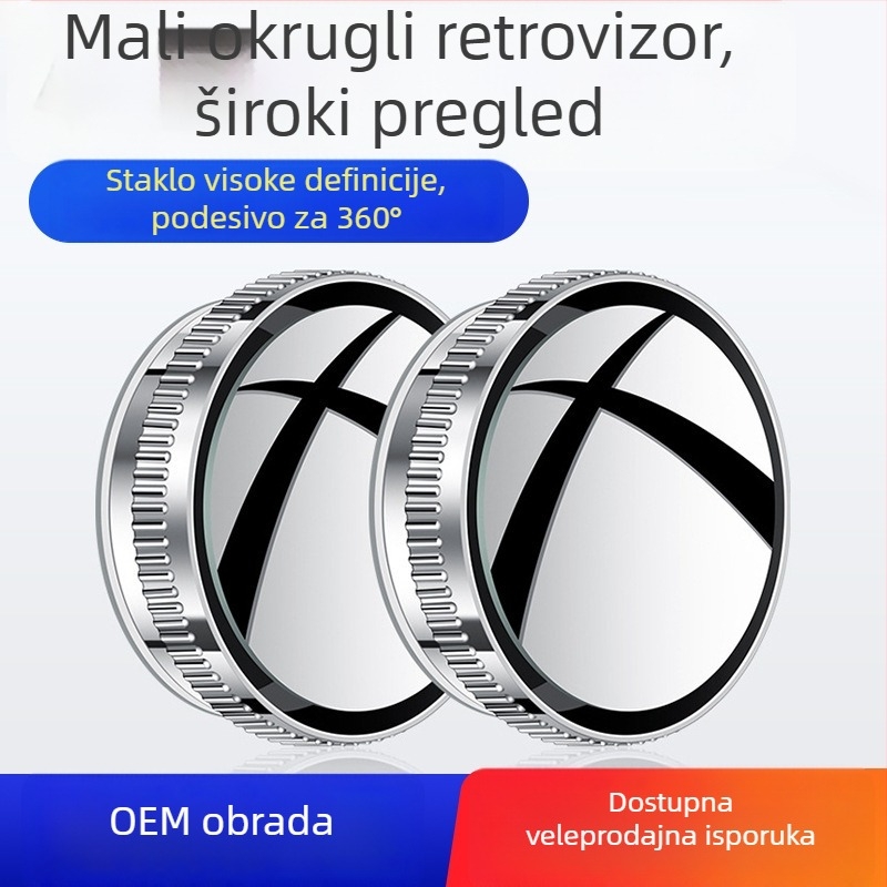 Automobilski retrovizor s malim okruglim ogledalom za mrtve kutove, 360° rotacija, pričvršćivanje na vakuumsku čašicu, ultra visoka rezolucija, anti refleksija