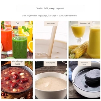 Višenamjenska mašina za izradu sojinog mlijeka i sokova s polukružnim oblikom – kapaciteta 1,2 L+, dodirno upravljanje, mljevenje bez filtra, 3D grijanje, toplo sušenje i sterilizacija