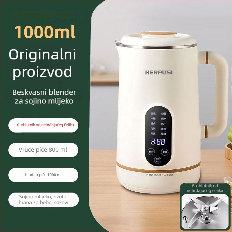 Visokokvalitetni kućni blender za sojino mlijeko s automatskim zagrijavanjem, kapacitet do 0,6 L, bez ručnog pranja, višefunkcionalni sok od voća