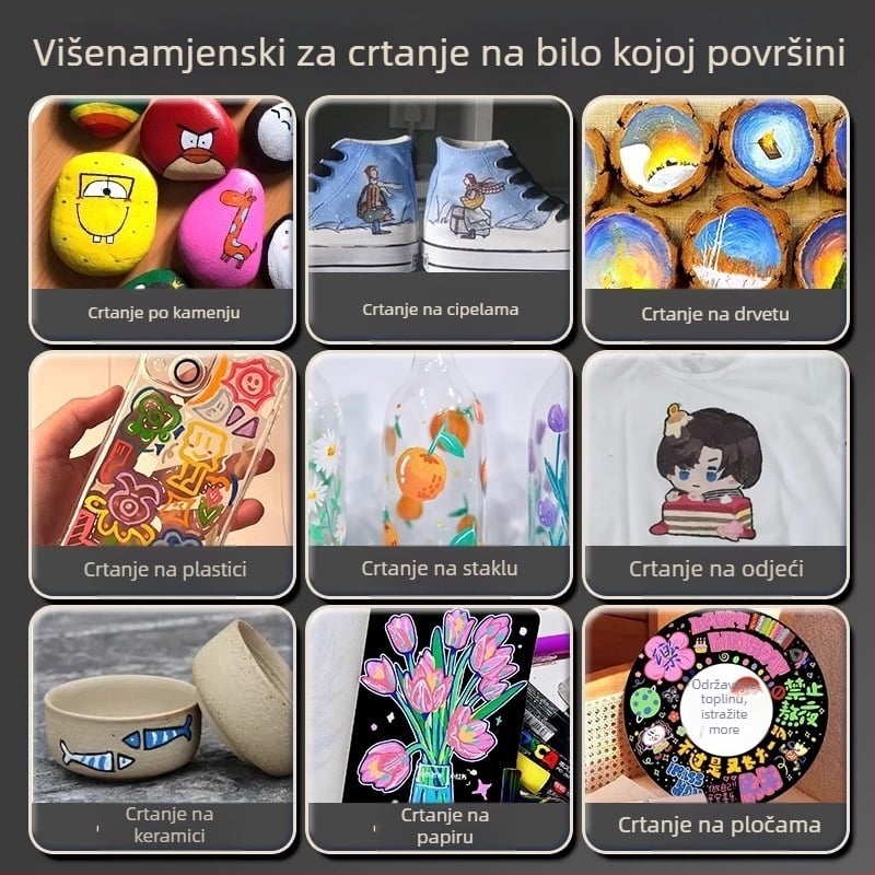 Akrilni marker – Kaba bear, perivi, mek vrh, akvarelni stil, za djecu i studente