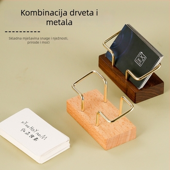 Držač kartica od prirodnog drveta, modern minimalistički stil, pogodan za kućnu i uredsku upotrebu.