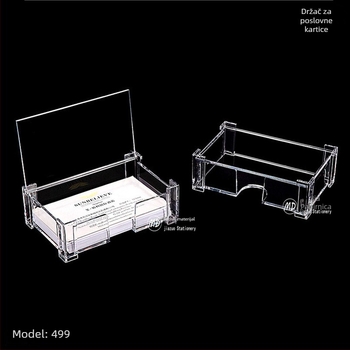 Držač vizitki, PS materijal, model 499, jedan sloj, geometrijski oblik, mogućnost ispisa logotipa