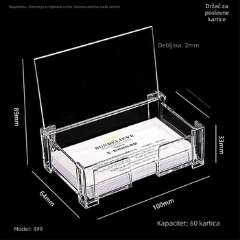 Držač vizitki, PS materijal, model 499, jedan sloj, geometrijski oblik, mogućnost ispisa logotipa