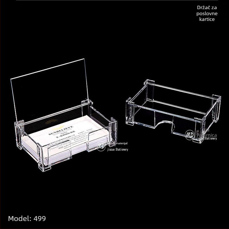 Držač vizitki, PS materijal, model 499, jedan sloj, geometrijski oblik, mogućnost ispisa logotipa