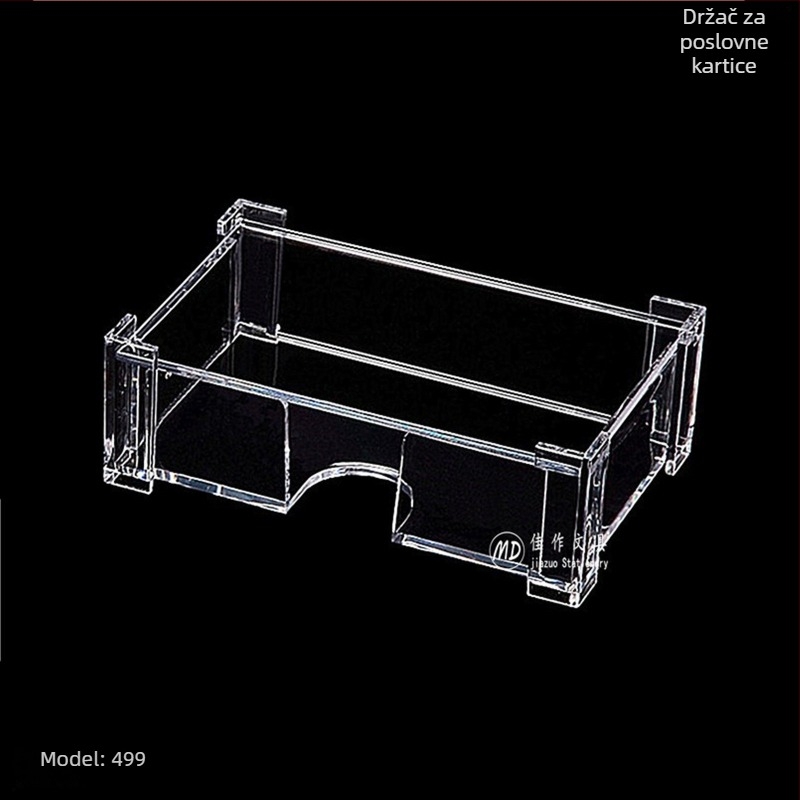 Držač vizitki, PS materijal, model 499, jedan sloj, geometrijski oblik, mogućnost ispisa logotipa