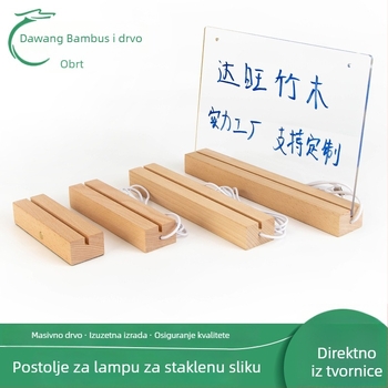 LED osnova od bukovog drveta za staklenu sliku uz noćnu svjetiljku — moderan minimalistički stil