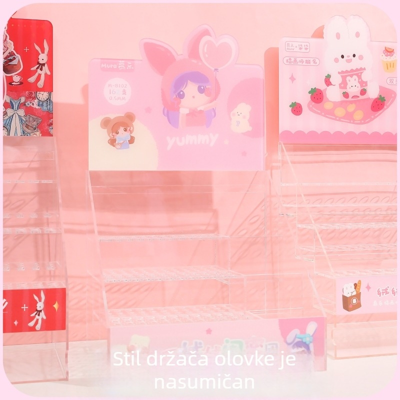Stalak za olovke - akril, proziran, više slojeva, kvadratnog oblika, Michelle marka, bez logotipa