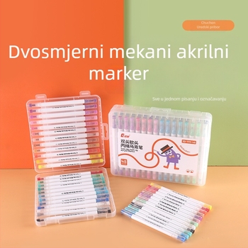 Dvodjelni akrilni marker s mekanim vrhom za učenike i dječje crtanje (Brend: Early morning; Punjenja: 48; Pakiranje: Basic packaging)