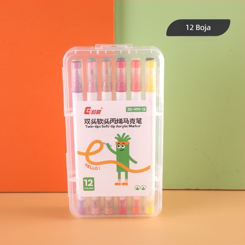 Dvodjelni akrilni marker s mekanim vrhom za učenike i dječje crtanje (Brend: Early morning; Punjenja: 48; Pakiranje: Basic packaging)