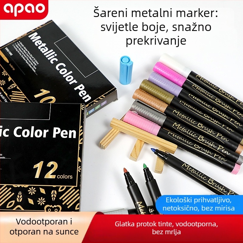 Metalni marker za DIY slikanje keramike, slagajući dizajn, tvrdi vrh (Brand: apao; Nadopune: 12; Pakiranje: Osnovno pakiranje)