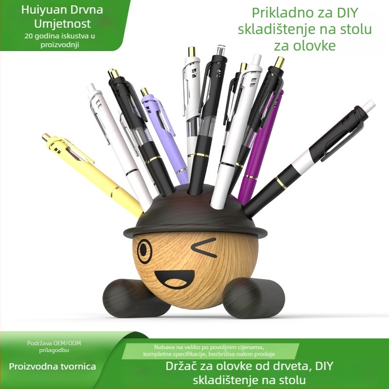 Držač za olovke – originalni kreativni kružni drveni stolni organizator, Funovi, tisak logotipa dostupan, prilagodba nije.
