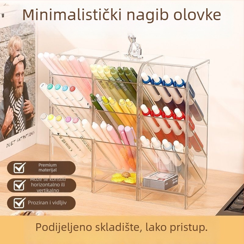 Držač za olovke s dijagonalnim umetkom, plastičan, kvadratnog oblika, prilagodljiv