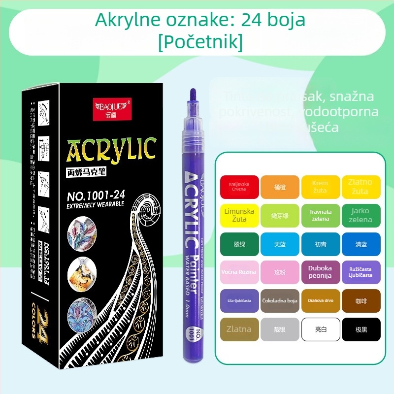 Baojue set akrilnih markerja, otpornih na izblijedivanje, za studente umjetnosti, markeri za ručno slikanje