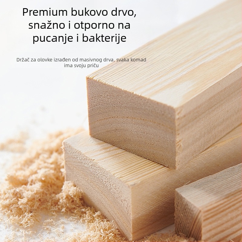 Držač za olovke od čvrstog drveta s pregradama, model SY-5868814, kapacitet 2 L, moguć ispis logotipa, prilagođavanje