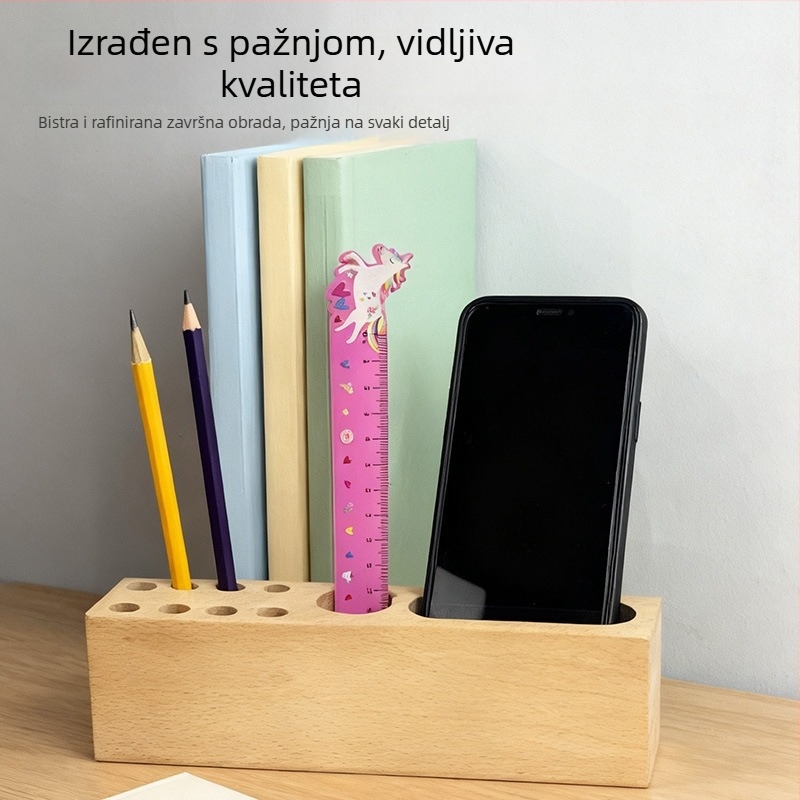 Držač za olovke od čvrstog drveta s pregradama, model SY-5868814, kapacitet 2 L, moguć ispis logotipa, prilagođavanje