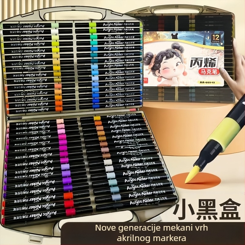 Qiwang Akrilni marker s mekim vrhom za akvarele, slojivi, perivi, u poklon kutiji