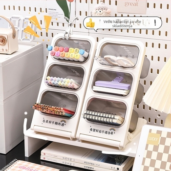 Nagnuti držač za olovke i uredske potrepštine, japanskog stila (PP materijal; kapacitet 22 L; bez montaže; mogućnost ispisa vlastitog logotipa)