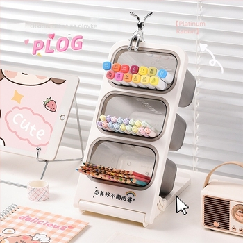 Nagnuti držač za olovke i uredske potrepštine, japanskog stila (PP materijal; kapacitet 22 L; bez montaže; mogućnost ispisa vlastitog logotipa)