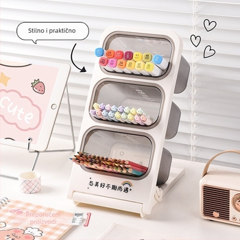 Nagnuti držač za olovke i uredske potrepštine, japanskog stila (PP materijal; kapacitet 22 L; bez montaže; mogućnost ispisa vlastitog logotipa)