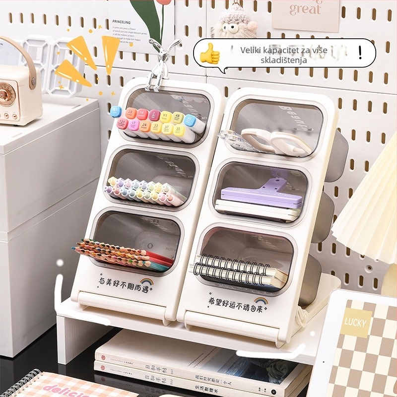 Nagnuti držač za olovke i uredske potrepštine, japanskog stila (PP materijal; kapacitet 22 L; bez montaže; mogućnost ispisa vlastitog logotipa)