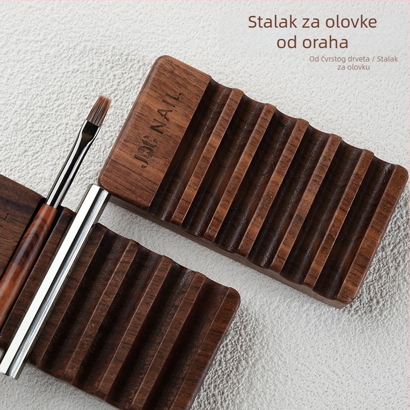 Drveni držač za olovku za manikuru – višenamjenski stalak za prikaz umjetnosti noktiju od orašastog drveta