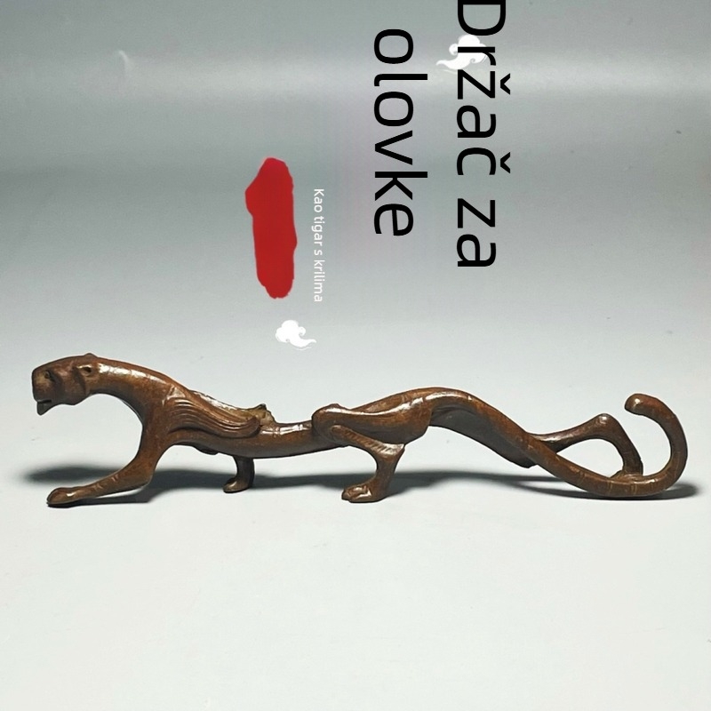 Metalni držač za četke i olovke za kaligrafiju, motiv Bijeli tigrovi čuvar, model More Powerful, Xizang Music