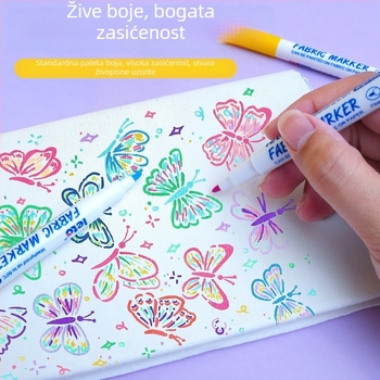 Happy Journey Marker za bojenje tkanine – ručno izrađeni DIY alat za crtanje na tekstilu za odjeću, majice i platnene torbe; perivo