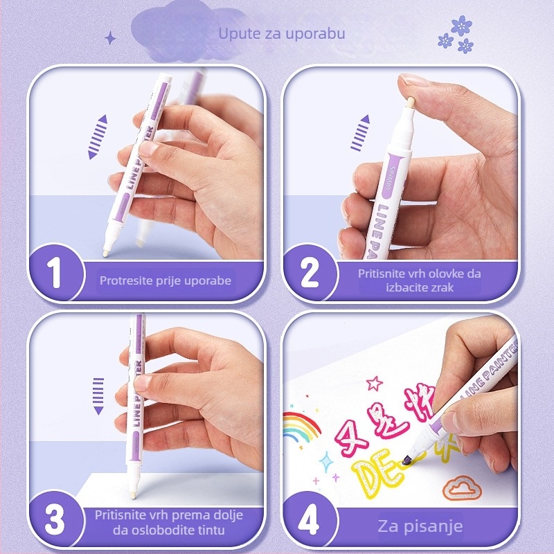 Dualno linijsko konturno pero – sjajne gel tinture, brzo suši, za djecu, DIY dnevnik, multikolorni set (Brand: Star seedlings; Šifra proizvoda: 53001abm; Zamjena: Drugi nijanse)