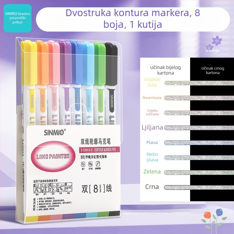 Dualno linijsko konturno pero – sjajne gel tinture, brzo suši, za djecu, DIY dnevnik, multikolorni set (Brand: Star seedlings; Šifra proizvoda: 53001abm; Zamjena: Drugi nijanse)