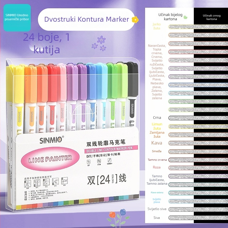 Dualno linijsko konturno pero – sjajne gel tinture, brzo suši, za djecu, DIY dnevnik, multikolorni set (Brand: Star seedlings; Šifra proizvoda: 53001abm; Zamjena: Drugi nijanse)