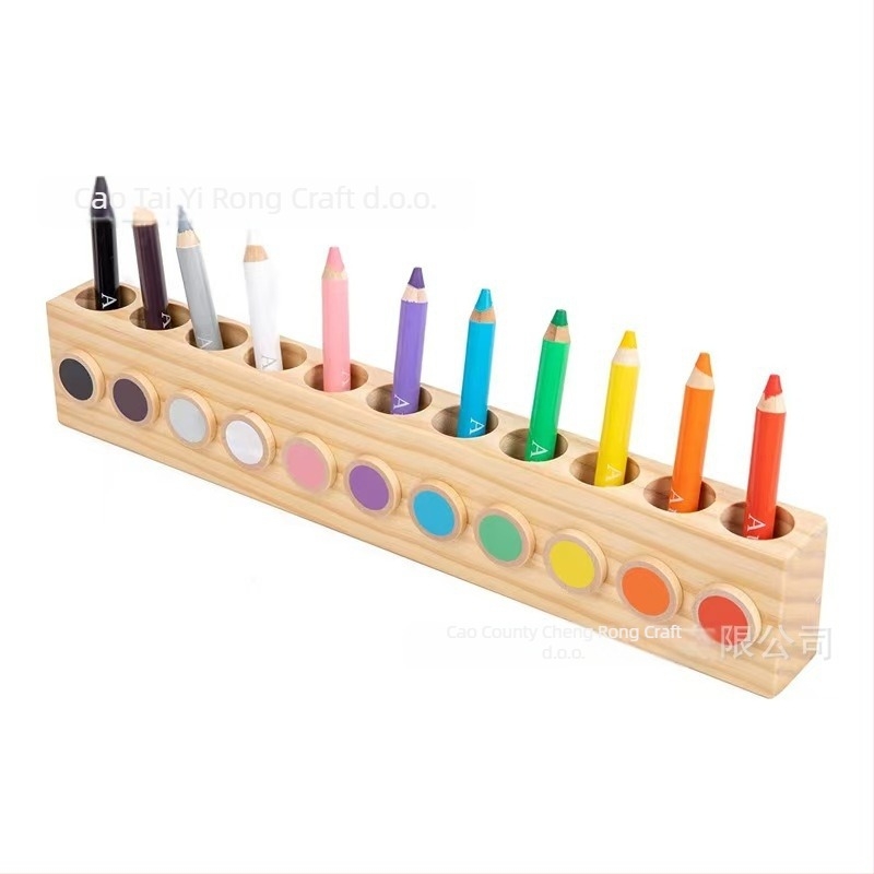 Drveni kreativni držač za olovke i stalak za markere na radnom stolu – višenamjenski stolni organizator, 1 razina