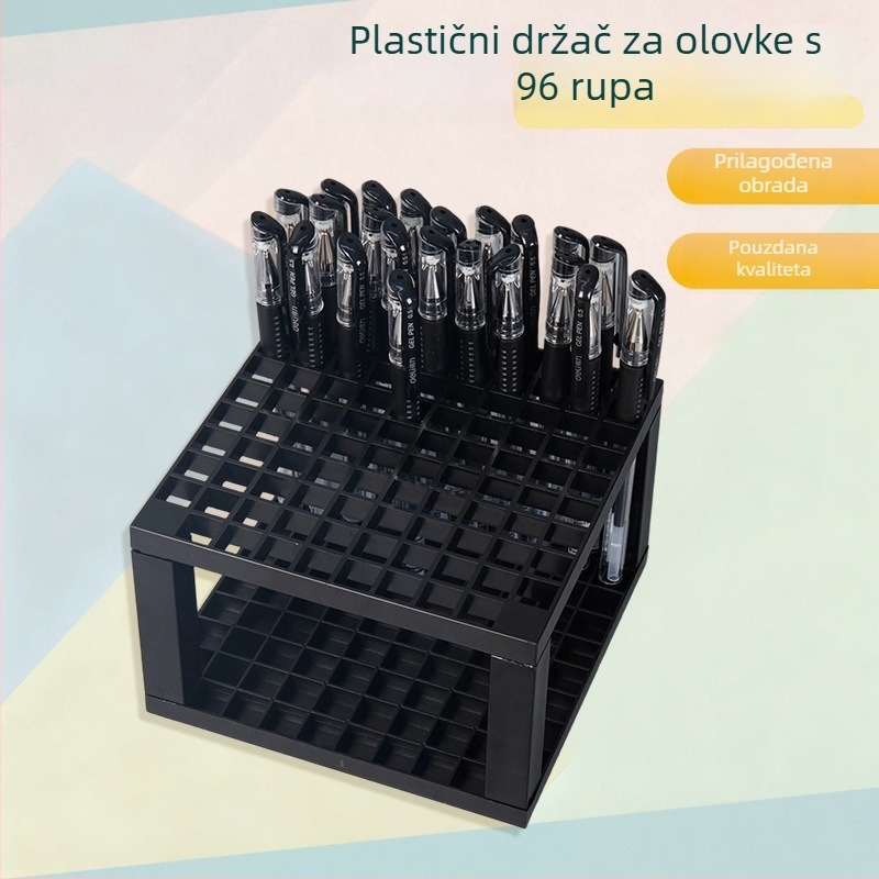 Stalak za olovke – plastični izložbeni stalak, 96 rupa, kvadratni otvoreni dizajn, mogućnost ispisa logotipa