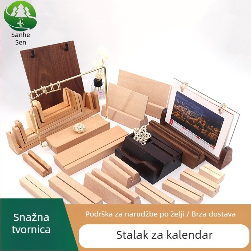 Drvena podloga za kalendar, kartice i jelovnik • bukovo drvo • moderni minimalistički stil • prilagođena reklamna podloga • prilagođena baza kalendara • prilagođena baza jelovnika