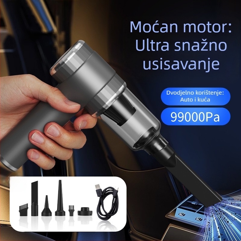 Ručni usisavač za auto, punjivi, 60W, 7.4V, 9000Pa