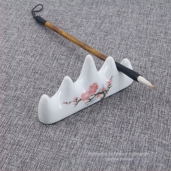 Keramički držač za četkice, oblik s pet prstiju i motiv šljive cvijeta, pribor za kaligrafiju