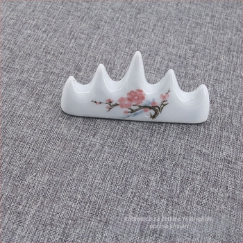 Keramički držač za četkice, oblik s pet prstiju i motiv šljive cvijeta, pribor za kaligrafiju