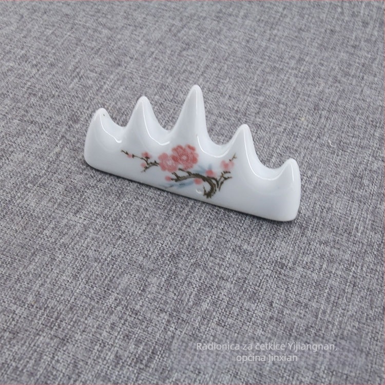 Keramički držač za četkice, oblik s pet prstiju i motiv šljive cvijeta, pribor za kaligrafiju