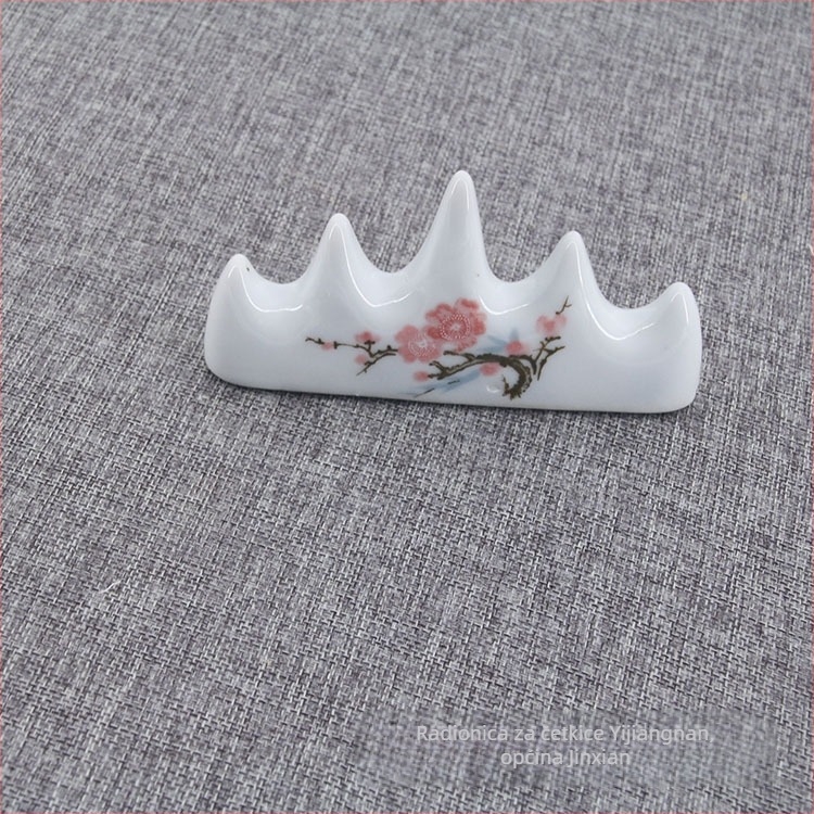 Keramički držač za četkice, oblik s pet prstiju i motiv šljive cvijeta, pribor za kaligrafiju